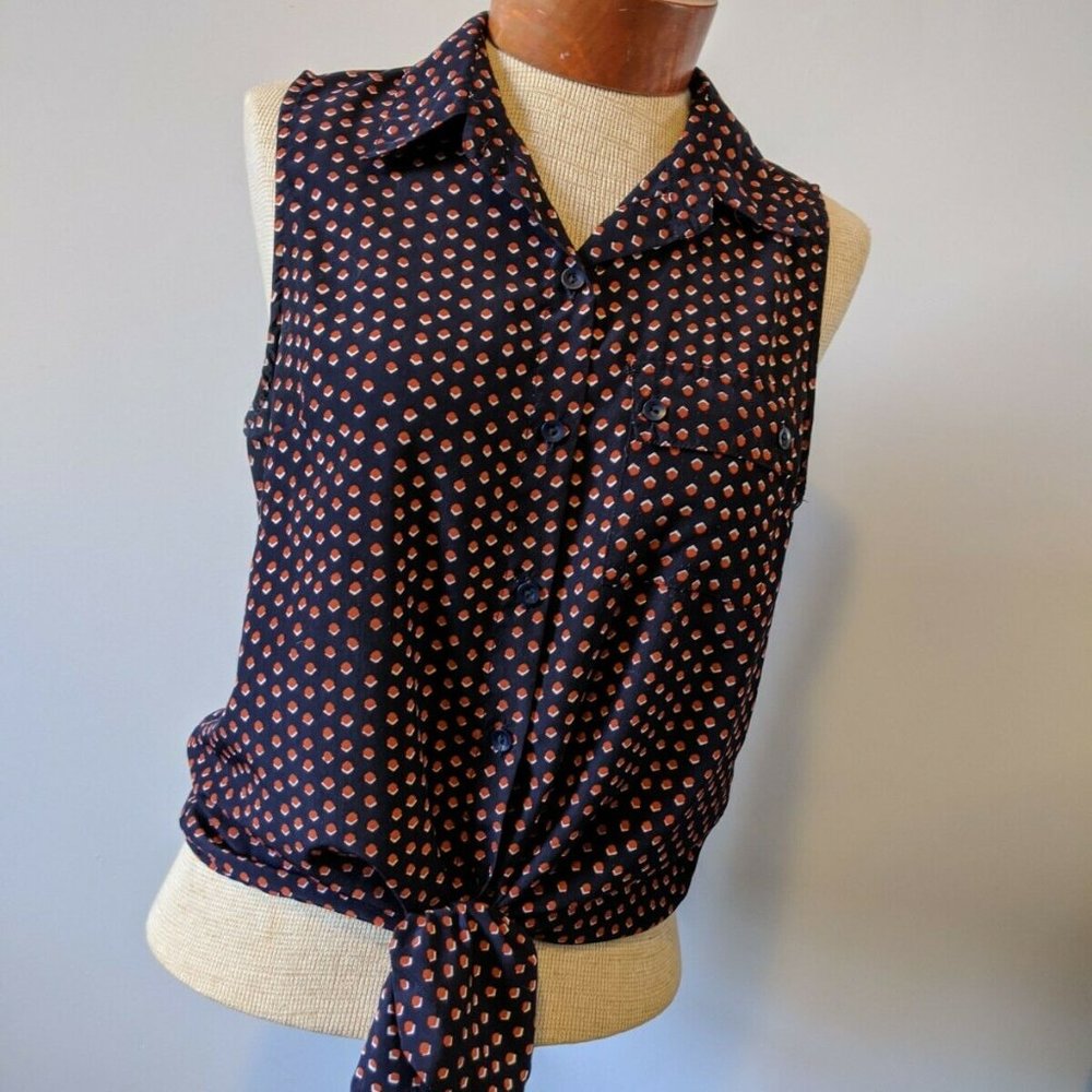 Vintage Button Down Tie Front Tank